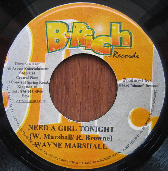 Wayne Marshall – Need A Girl Tonight / Shams – Tai-Chi (Version) (7")
