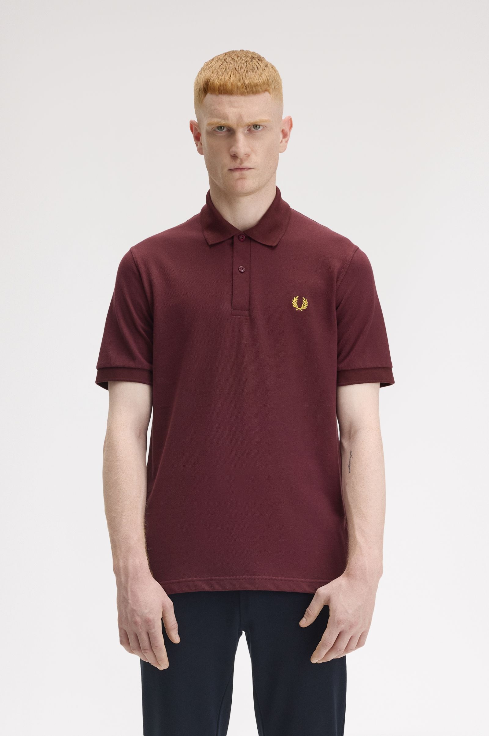 Fred Perry Made in England M3 Shirt in Oxblood/Honeycomb 