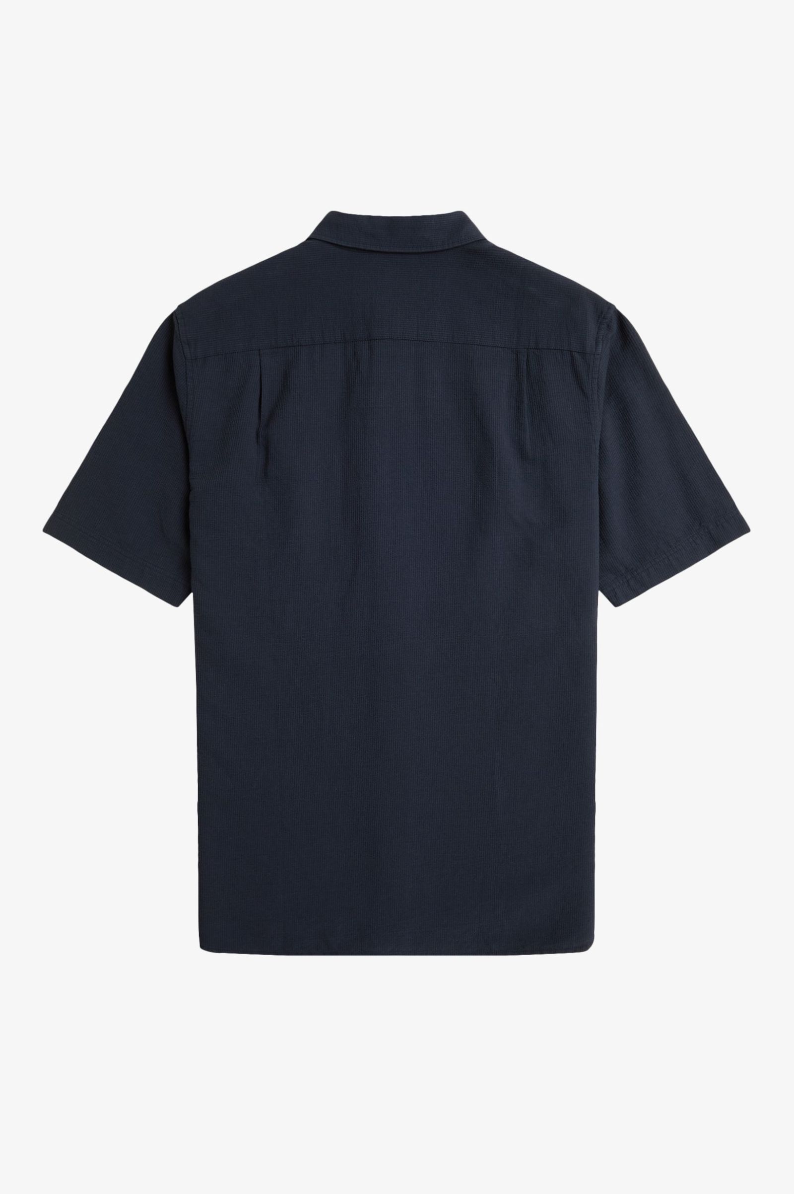 Fred Perry Textured Seersucker Shirt in Navy 