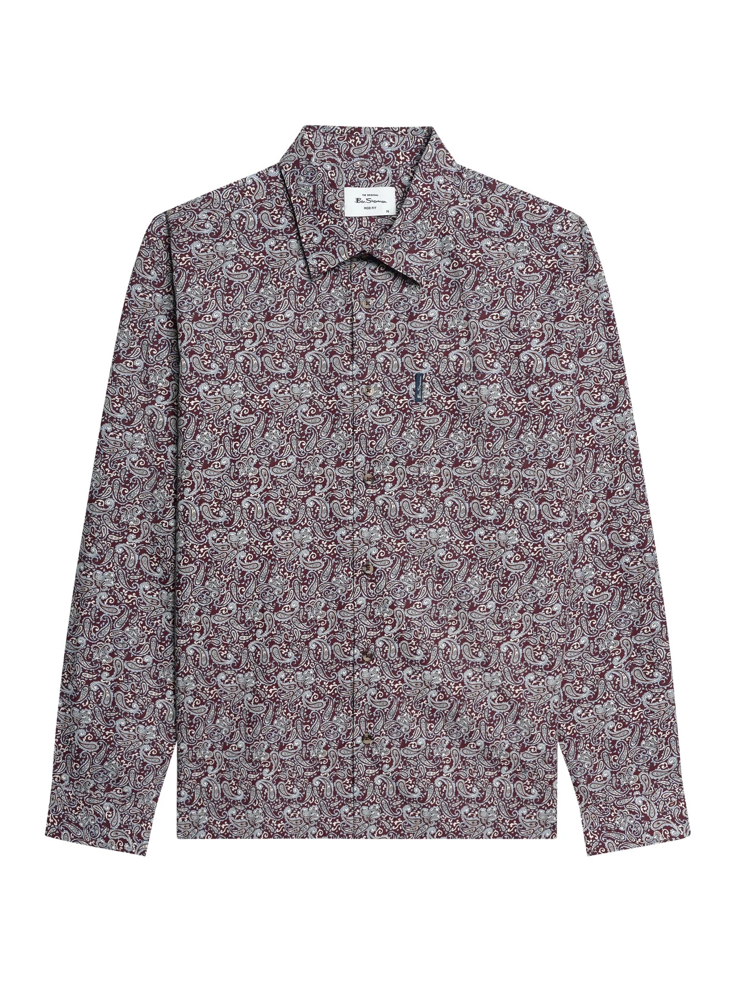 Ben Sherman Long Sleeve Paisley Print Shirt (Maroon)