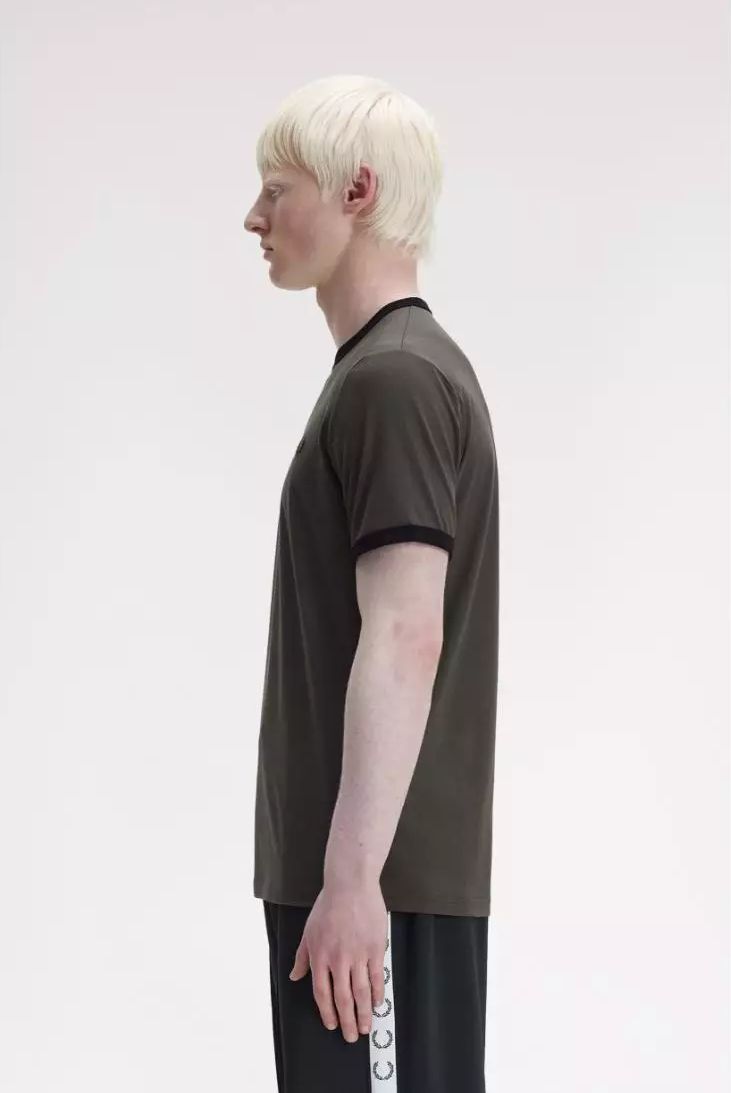 Fred Perry Ringer T-Shirt (Field Green/Black)