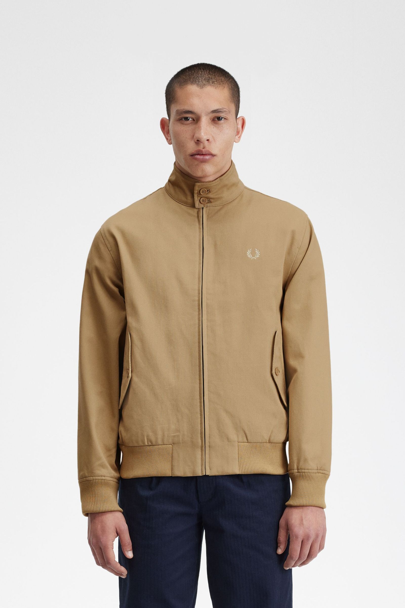 Fred Perry Corduroy Harrington Jacket in Warm Stone 