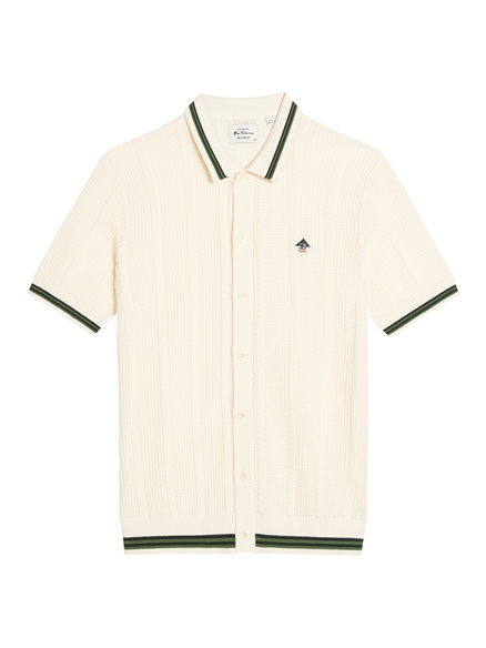 Ben Sherman Open Texture Short Sleeve Button Through Shirt (Ivory)