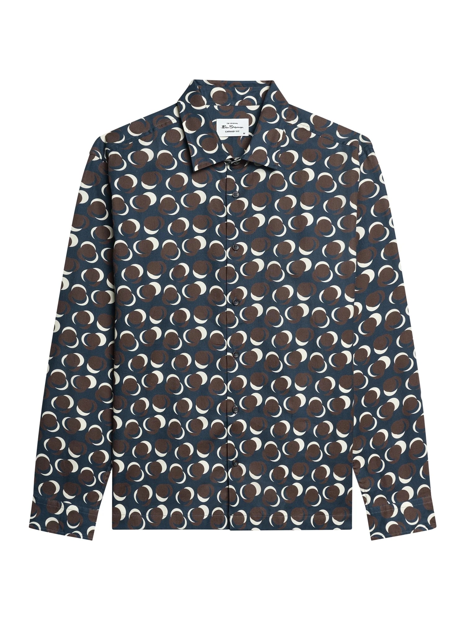 Ben Sherman Long Sleeve Abstract Polka Dot Print Shirt (Dark Navy)