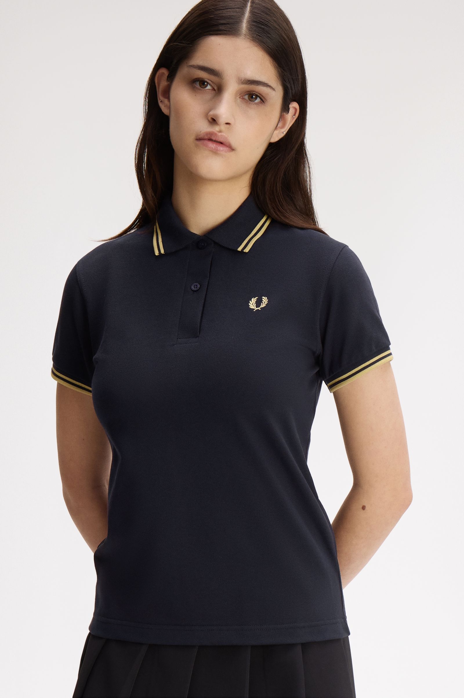 Fred Perry Made in England G12 Twin Tipped Polo Shirt (Navy/Champagne/Champagne)