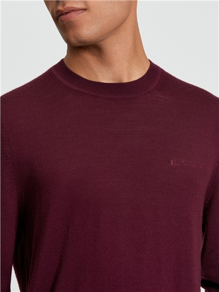 Ben Sherman Merino Crew Neck (Dark Wine)