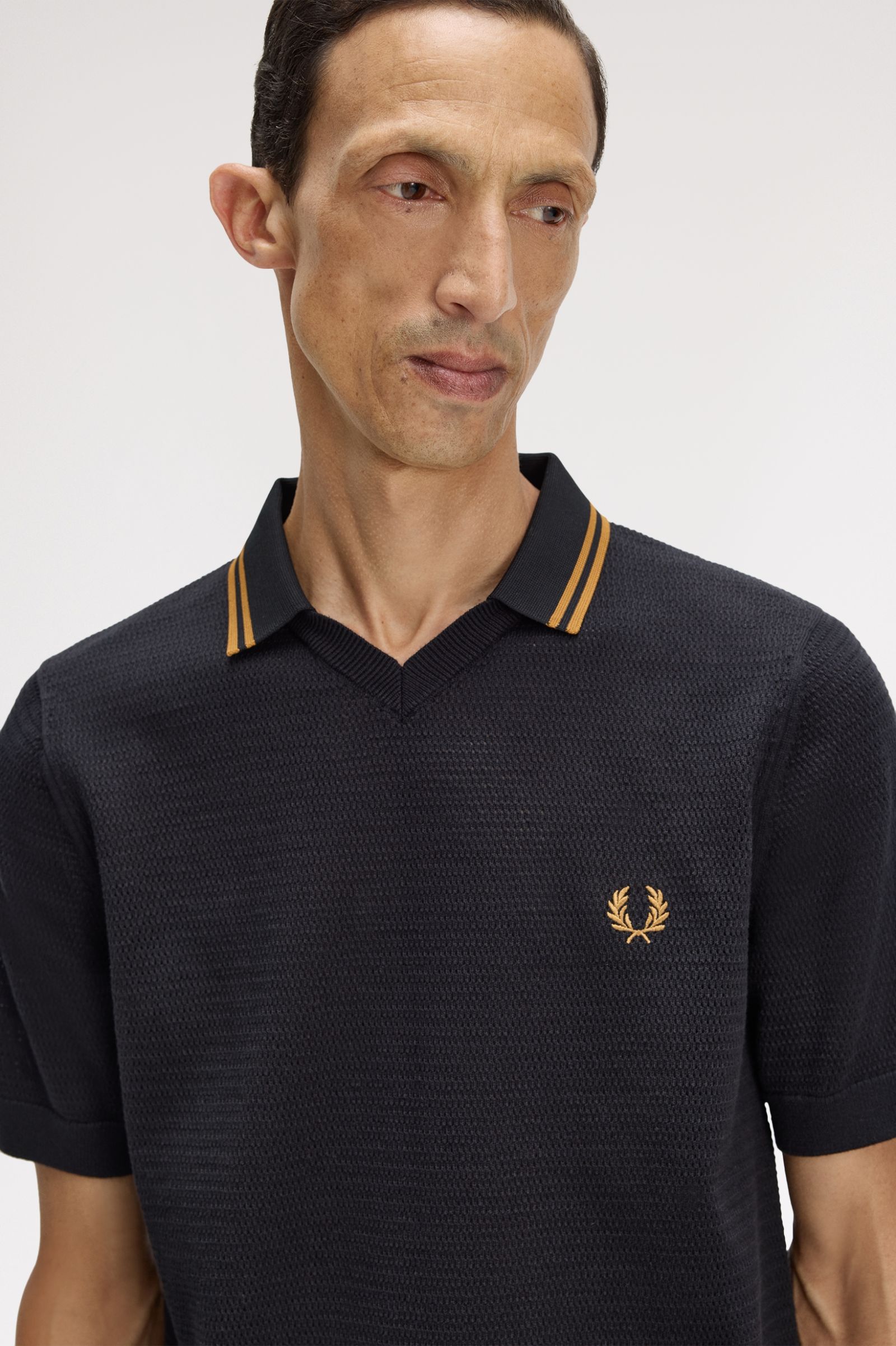 Fred Perry Pointelle Knitted Shirt (Black)