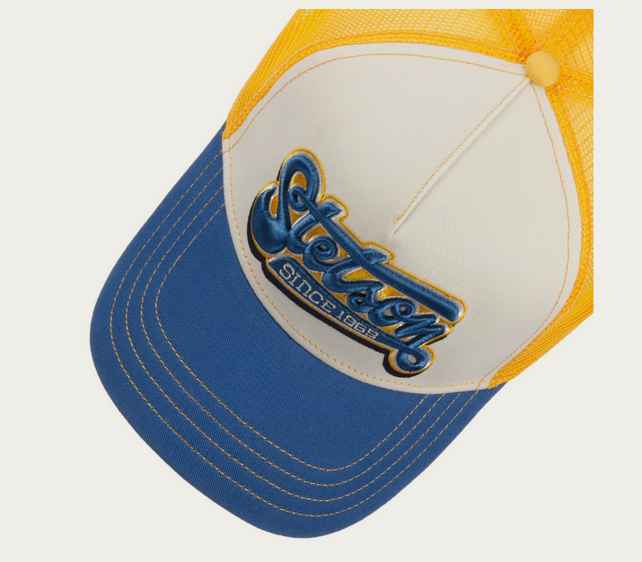 Stetson Lettering Trucker Cap in Blue-Yellow