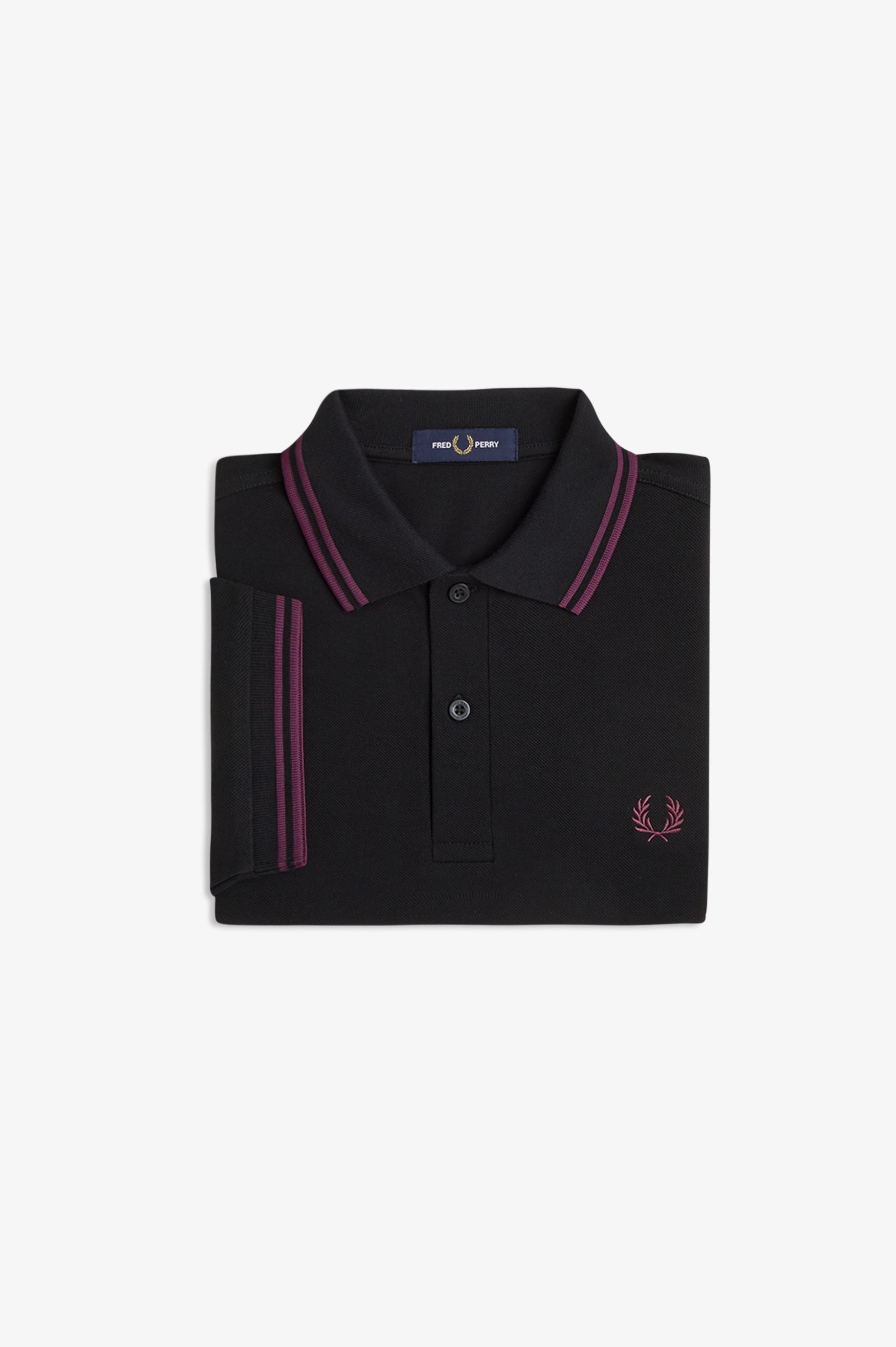 Fred Perry M3600 Twin Tipped Polo Shirt (Black/Plum/Plum)