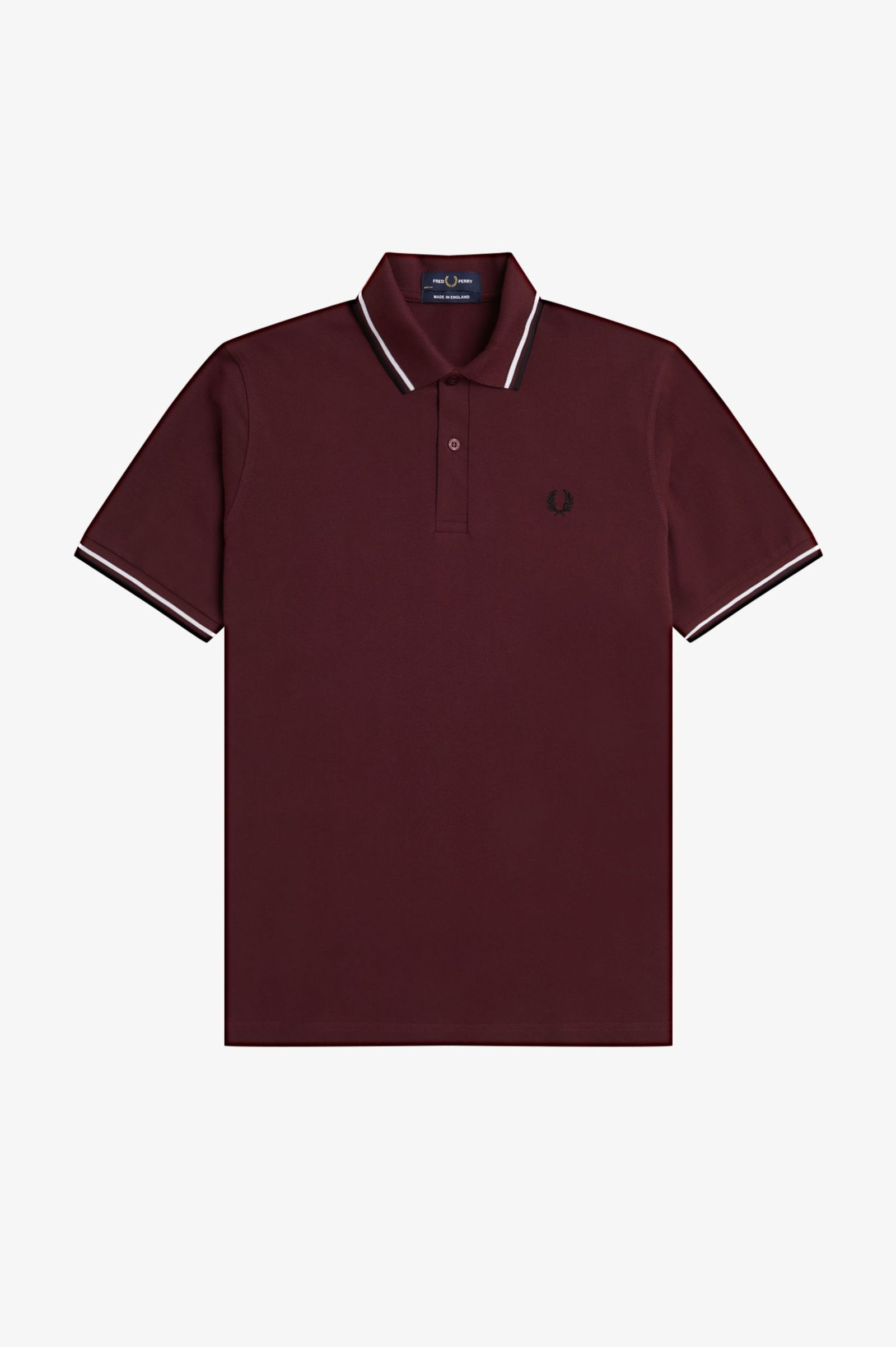 Fred Perry Made in England Twin Tipped Polo Shirt (Oxblood/White/Black)