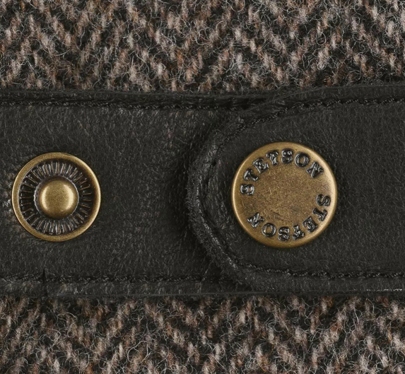 Stetson Herringbone Wool Leather Gloves (Black/Grey)