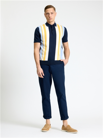 Ben Sherman Short Sleeve Vertical Stripe Polo (Dark Navy)