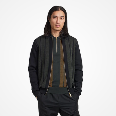 Fred Perry Textured Panel Zip Cardigan (Black)
