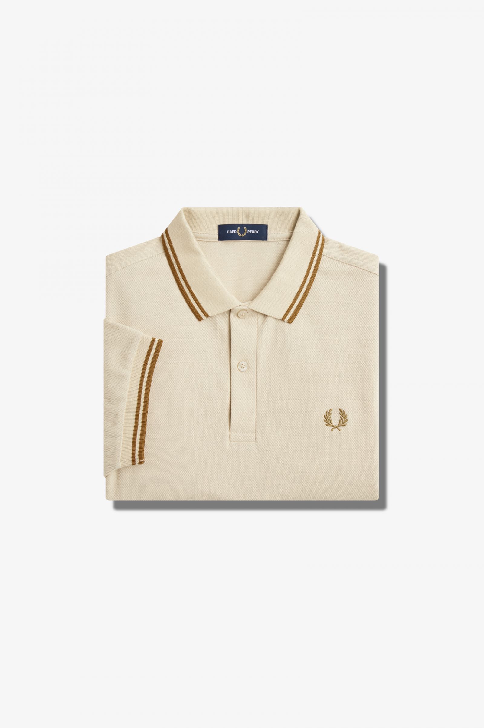 Fred Perry M12 Twin Tipped Shirt in Oatmeal/ Dark Caramel