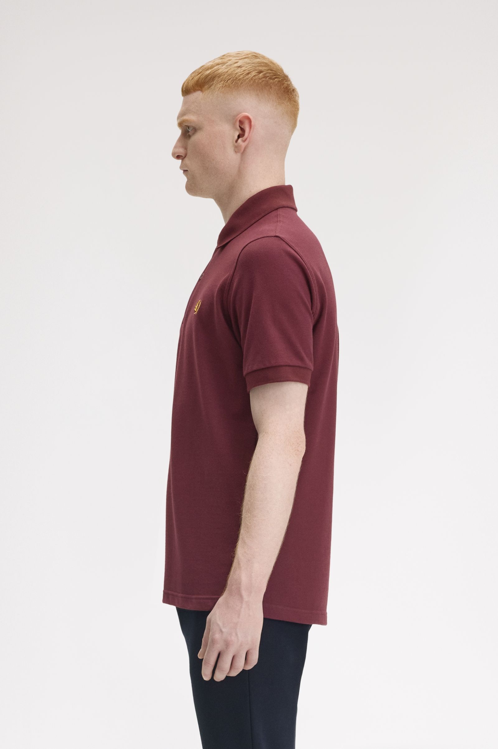 Fred Perry Made in England M3 Shirt in Oxblood/Honeycomb 