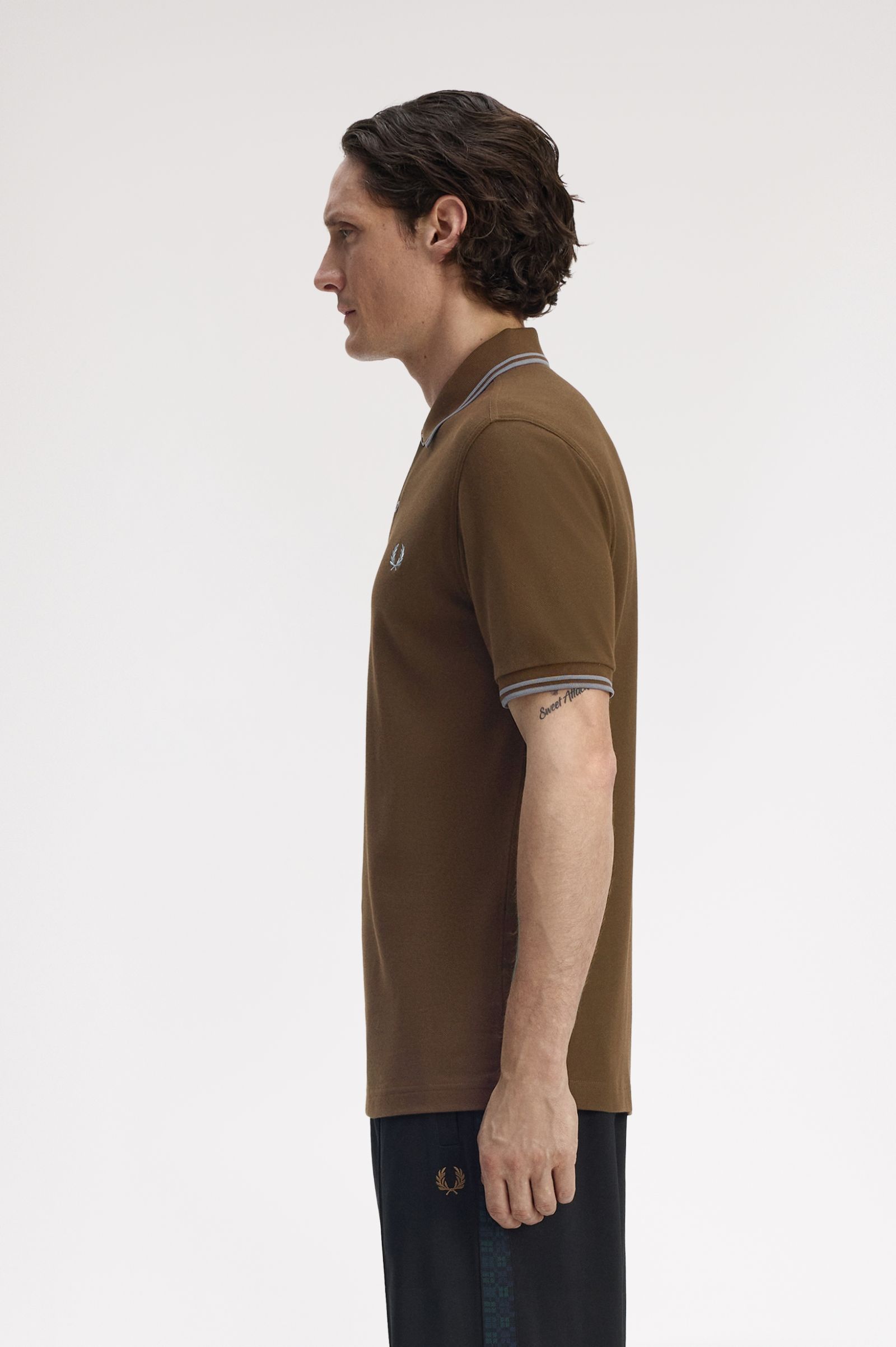 Fred Perry M3600 Twin Tipped Polo Shirt (Burned Tobacco/Stockport Blue)
