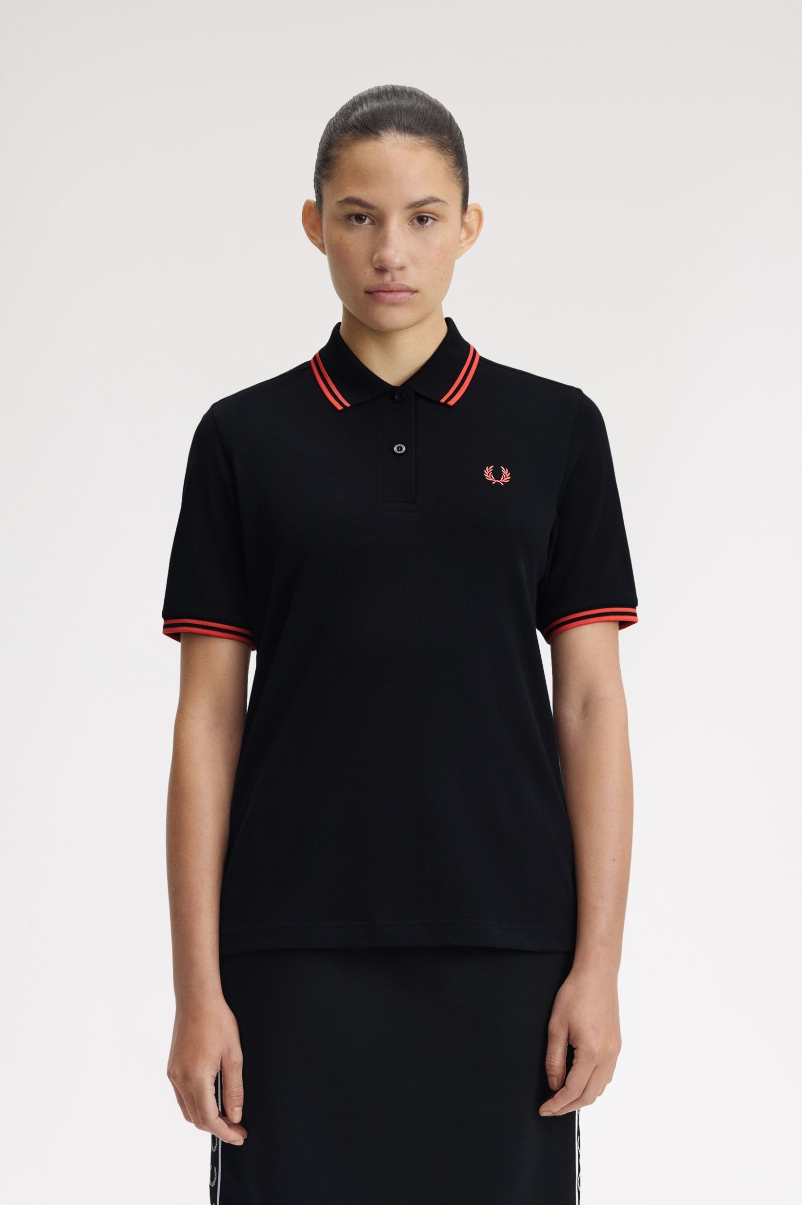 Fred Perry Polo Shirt (Black/Flamingo Tan)