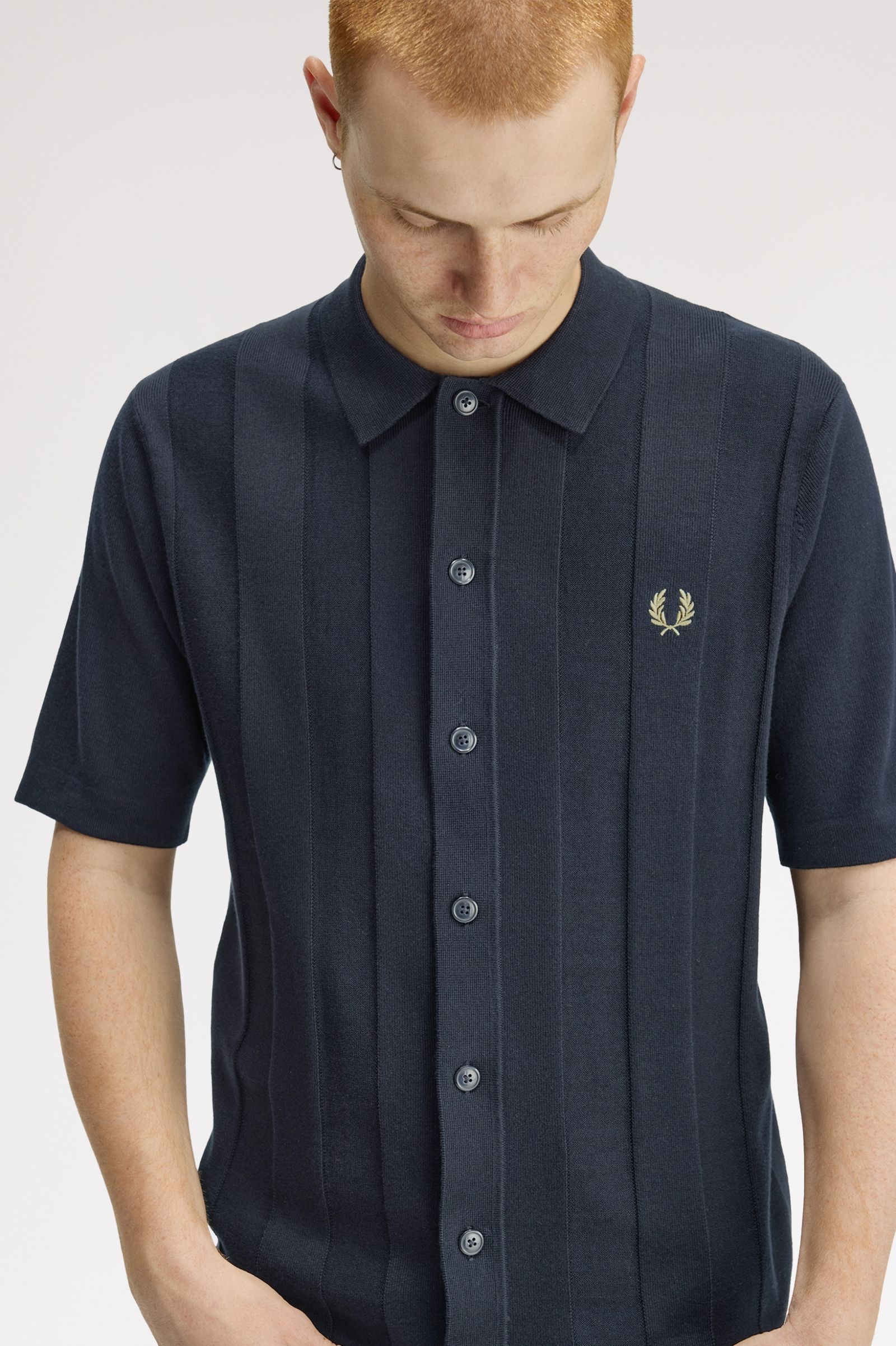 Fred Perry Tonal Vertical Stripe Shirt (Navy)