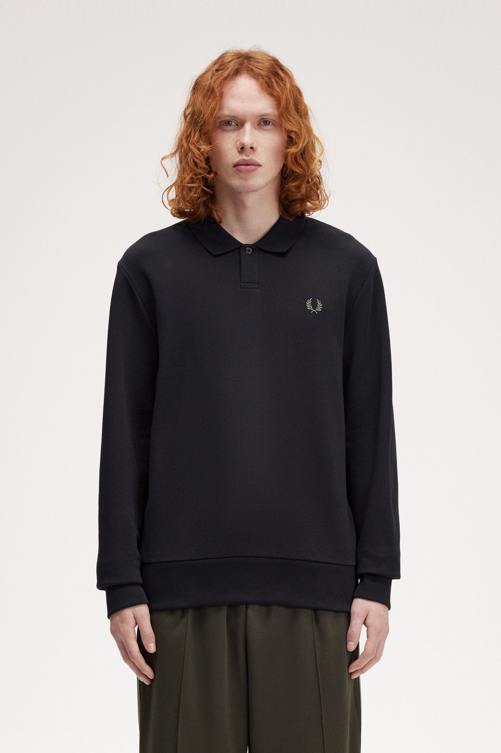 Fred Perry Collared Sweatshirt in Black