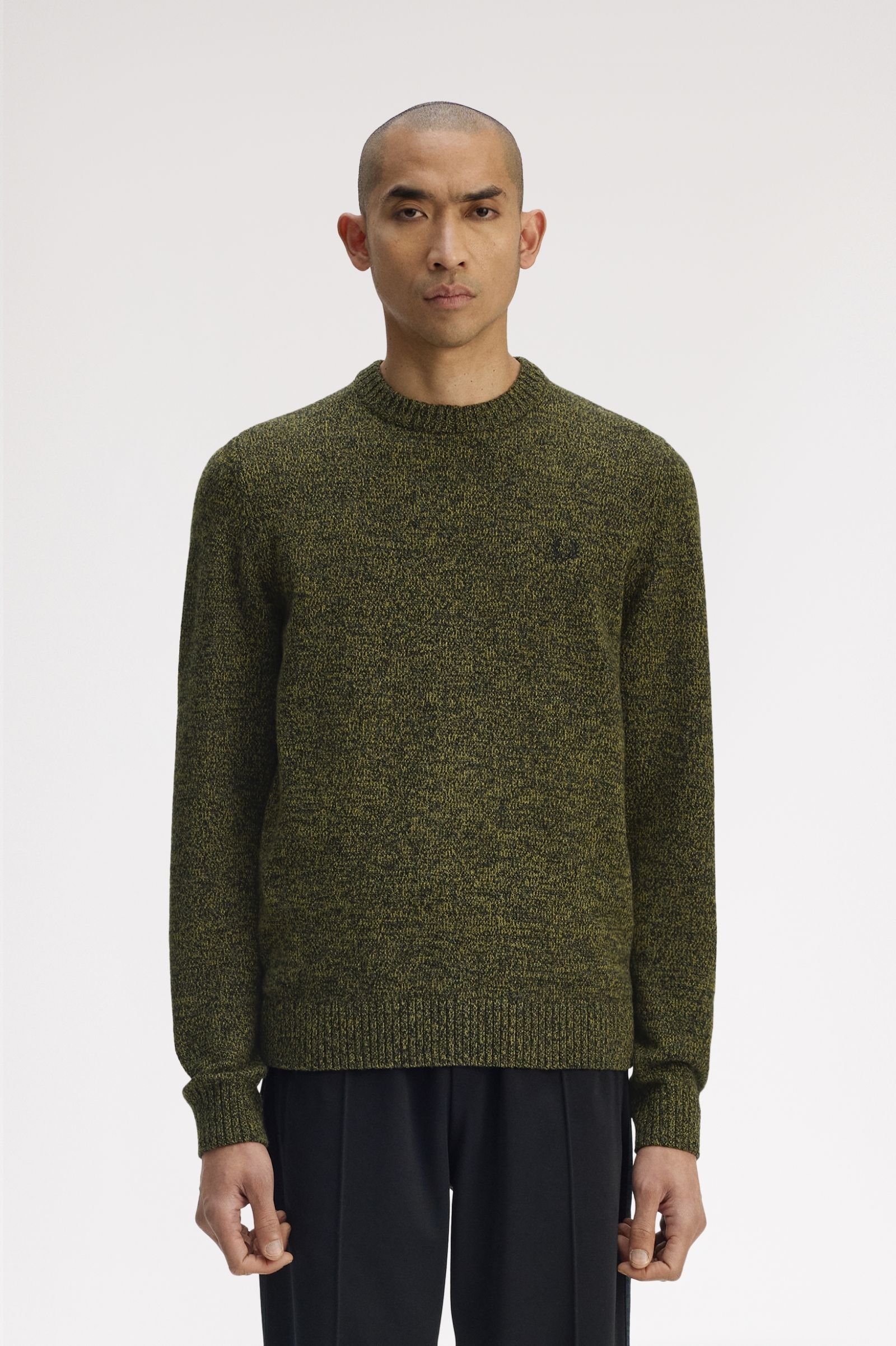 Fred Perry Twisted Marl Jumper (Anchor Grey/Tennis Ball Yellow/Black)