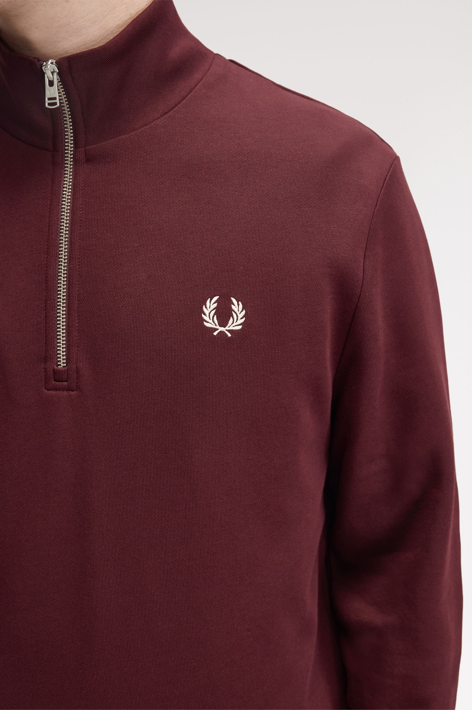Fred Perry Half Zip Sweatshirt (Oxblood/Ecru)