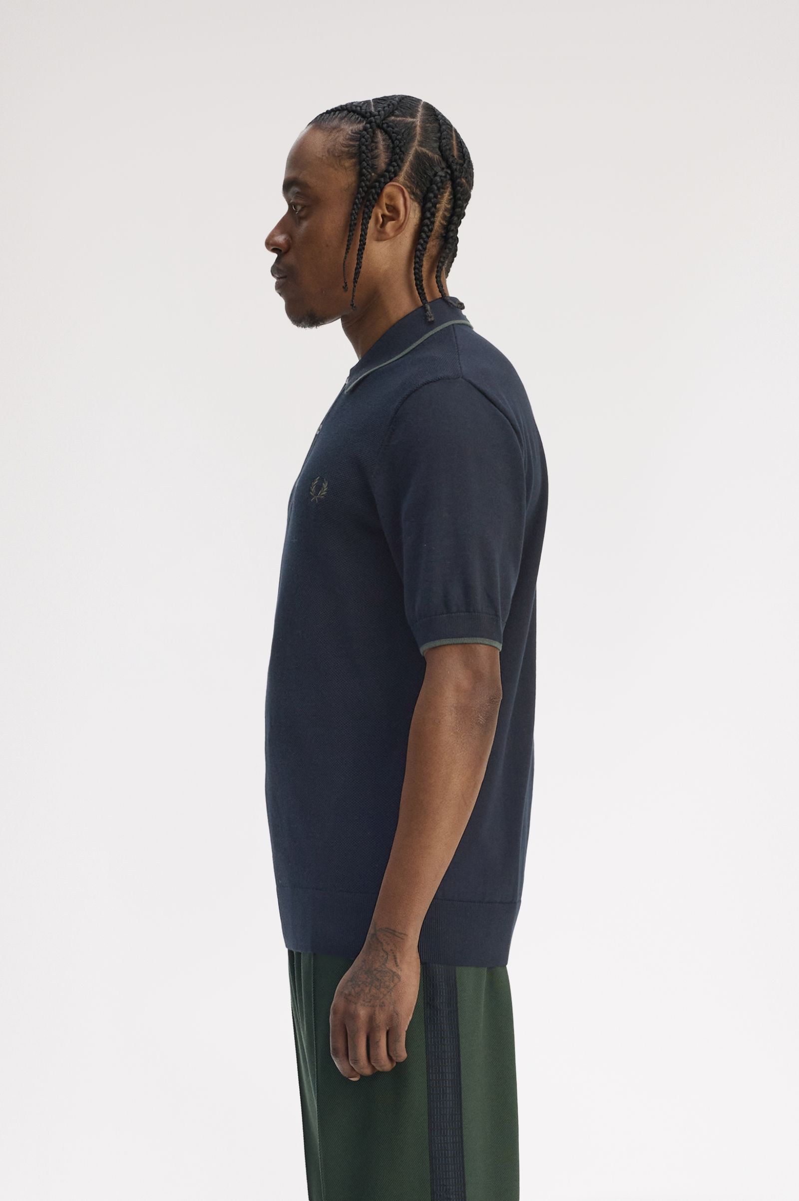 Fred Perry Pique Stitch Knitted Shirt (Navy)