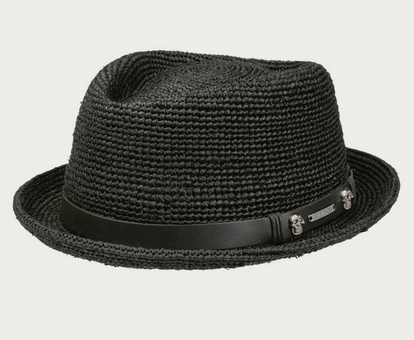  Stetson Diamond Crochet Raffia Hat (Black)