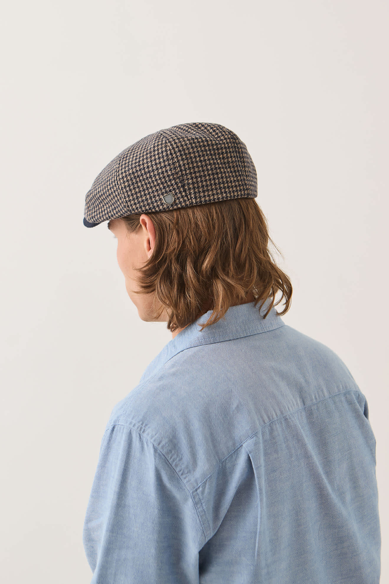 Brixton Brood Snap Cap (Navy/Sand Houndstooth)