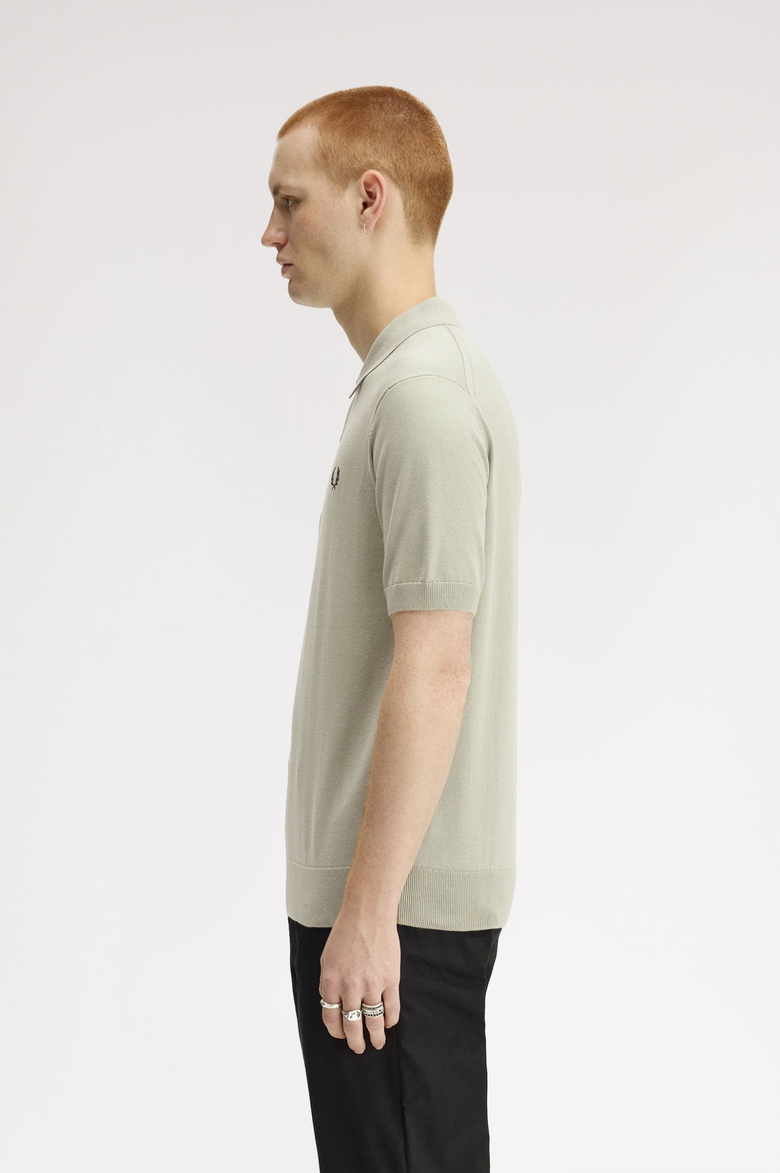 Fred Perry Cotton Knitted Shirt (Seagrass)