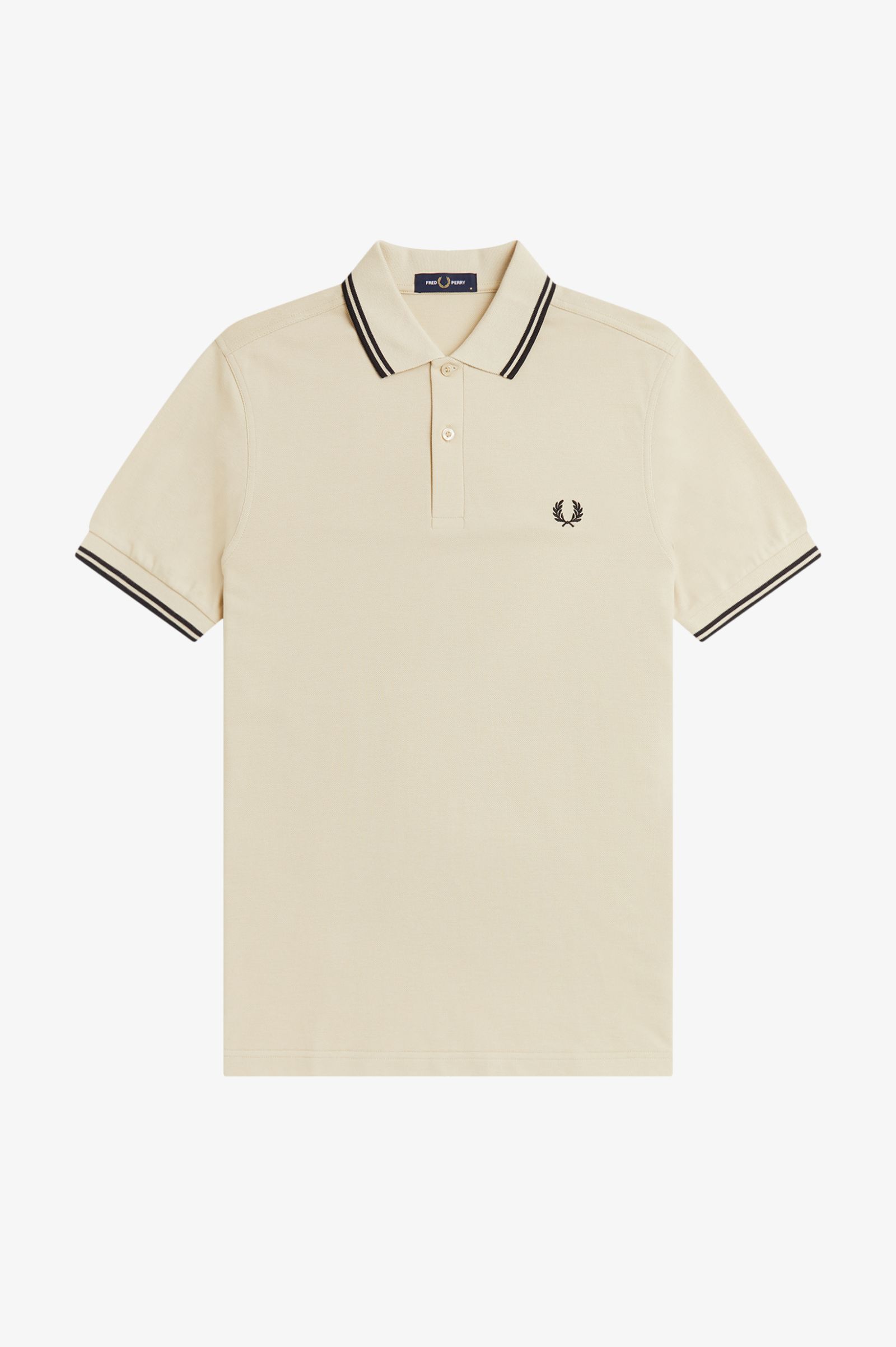 Fred Perry M3600 Polo Shirt (Oatmeal/Black/Black)