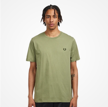 Fred Perry Crew Neck T-Shirt in Olive Mint 
