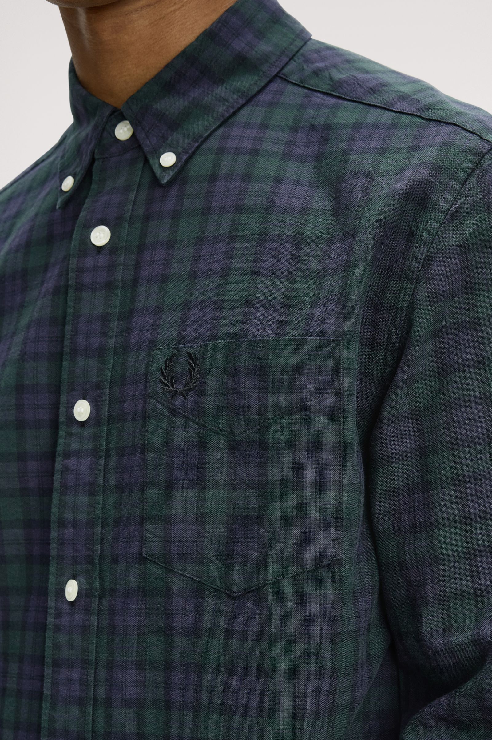 Fred Perry Blackwatch Tartan Oxford Shirt (Blackwatch Tartan)