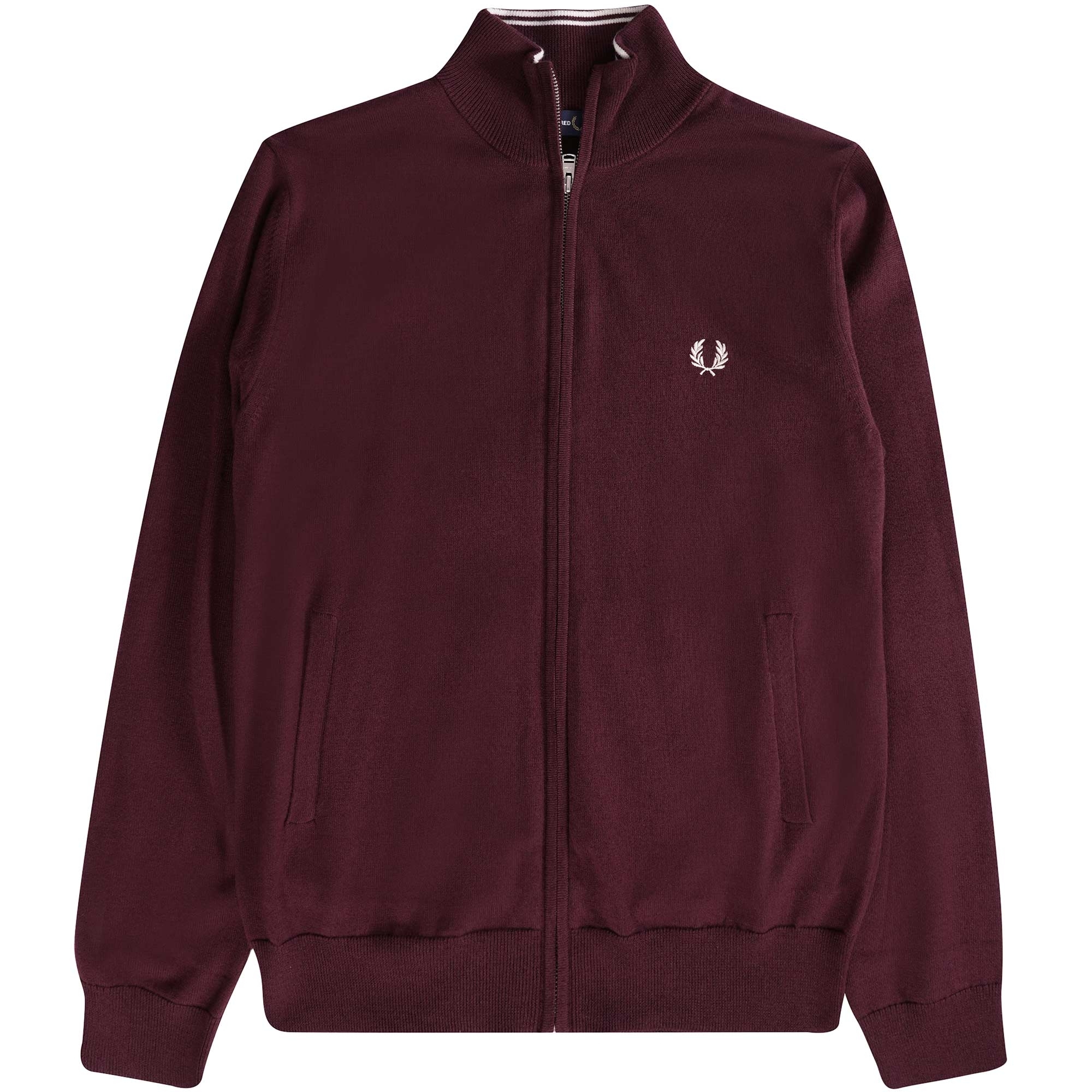 Fred Perry Zip Thru Cardigan Oxblood