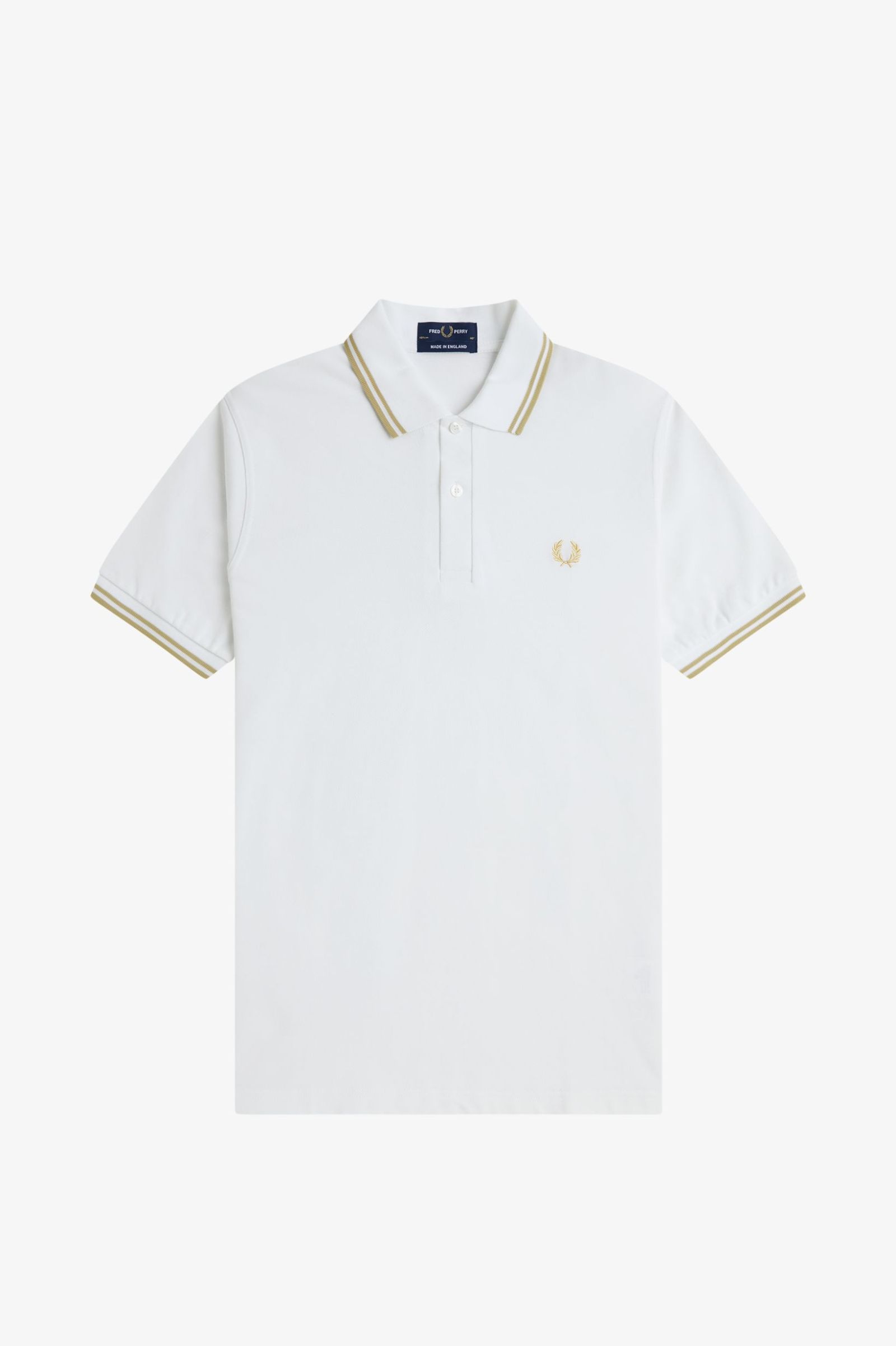 Fred Perry Made in England M12 Polo Shirt (White/Champagne)