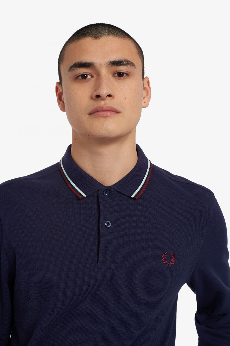 Fred Perry Twin Tipped LS Shirt Carbon Blue-M