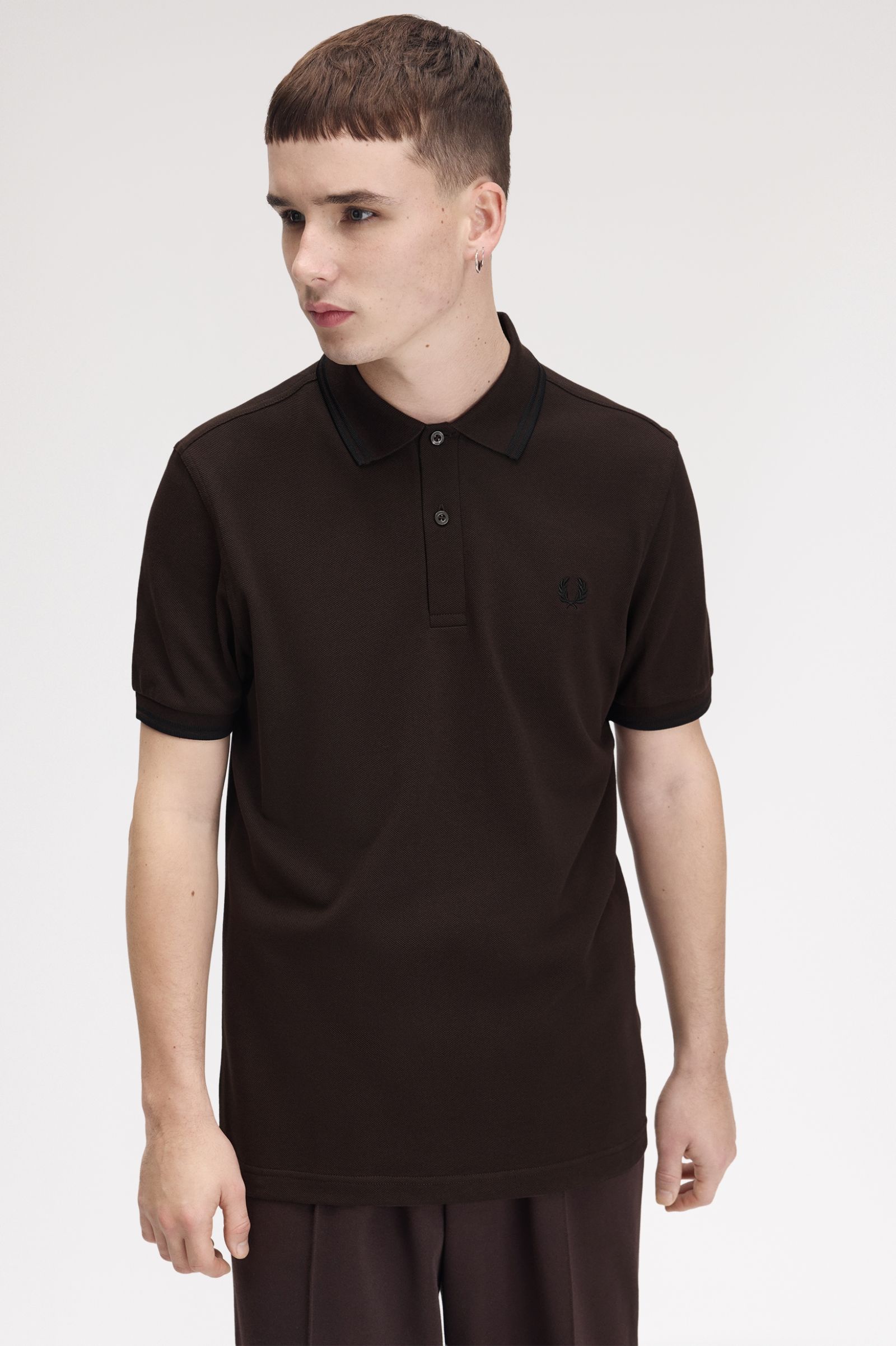 Fred Perry M3600 Twin Tipped Polo Shirt (Rich Brown/Black)