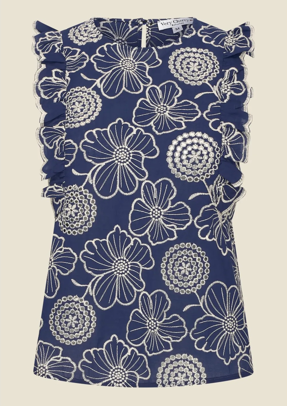 Very Cherry Blouse Calina Brodery (Navy)