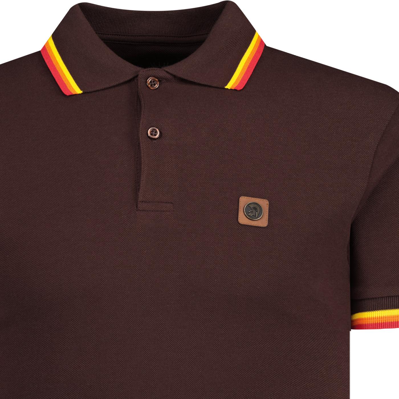 Trojan Tipped Pique Polo Shirt (Chocolate) TC/1041