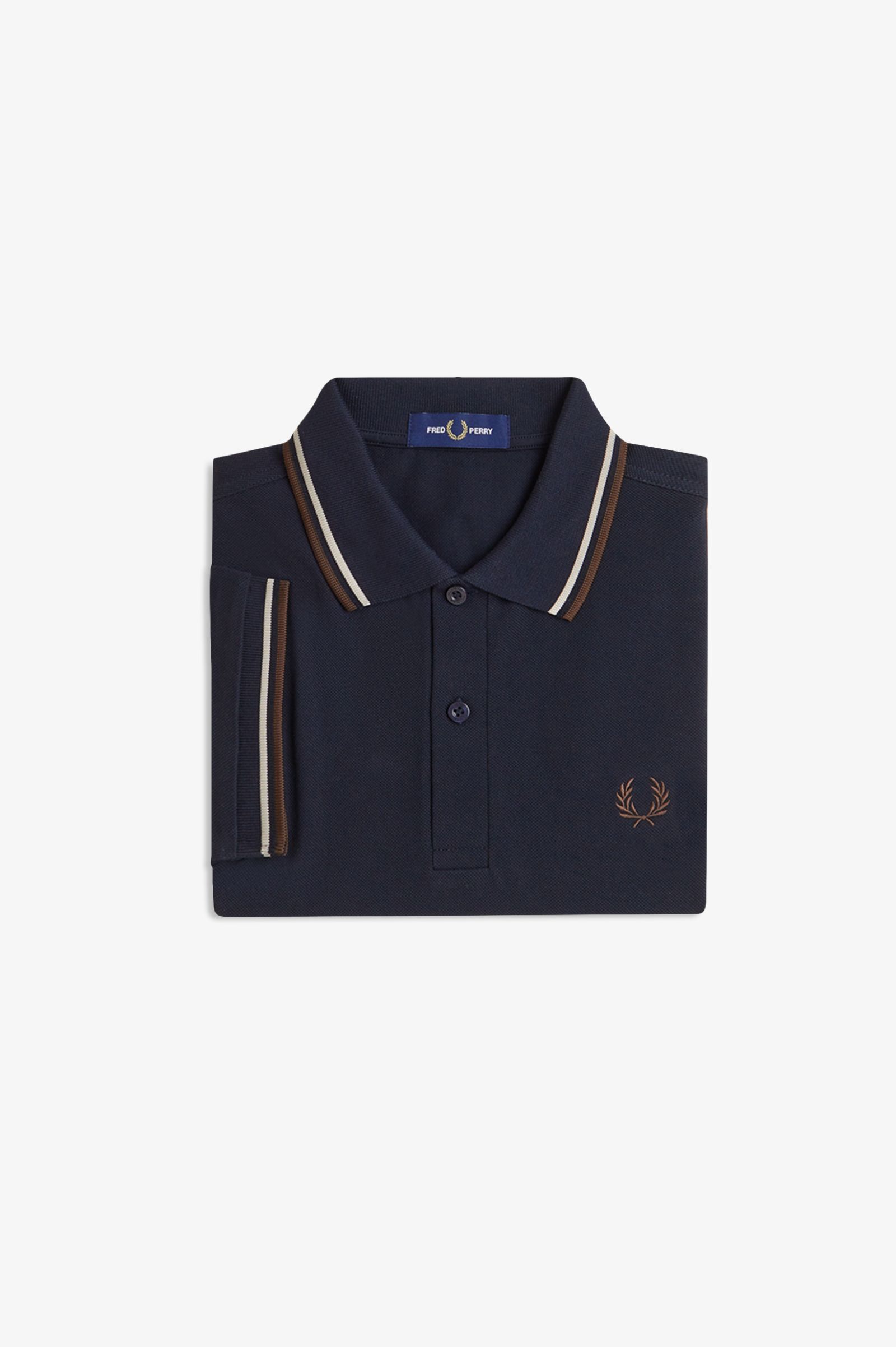 Fred Perry M3600 Twin Tipped Shirt (Marineblue/Warm Beige/Burned Tobacco)