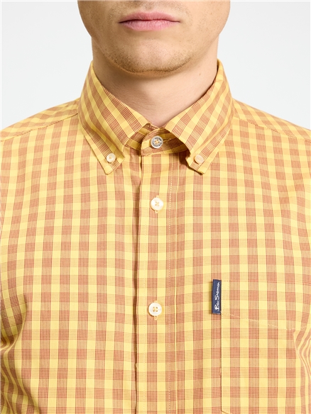 Ben Sherman Long Sleeve Gingham Shirt (Zest)