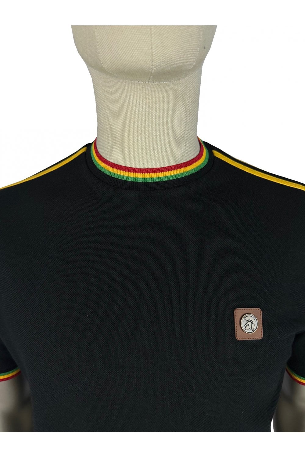 Trojan Three Colour Tipped Pique Polo in Black 