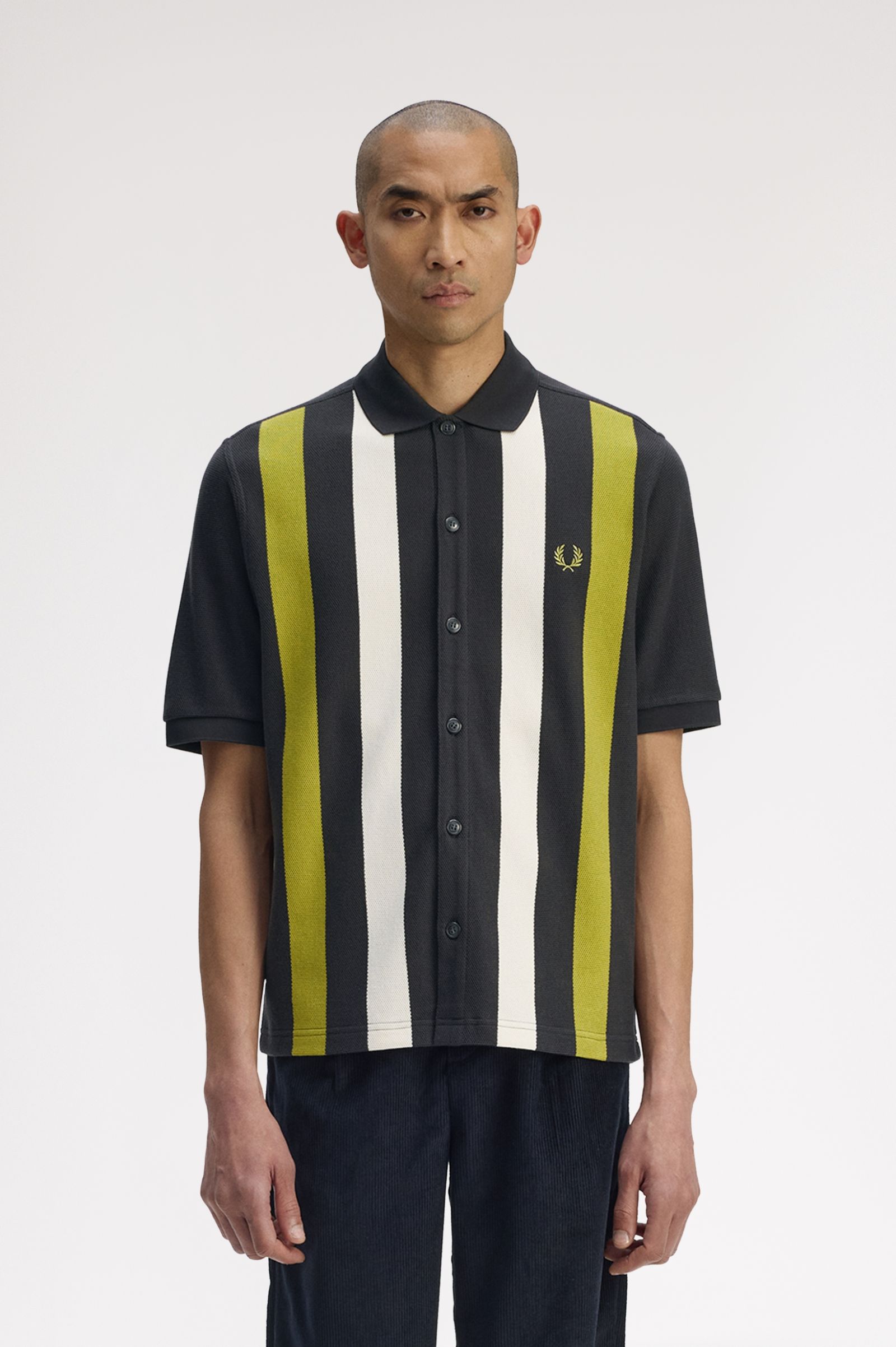 Fred Perry Vertical Stripe Polo (Anchor Grey)
