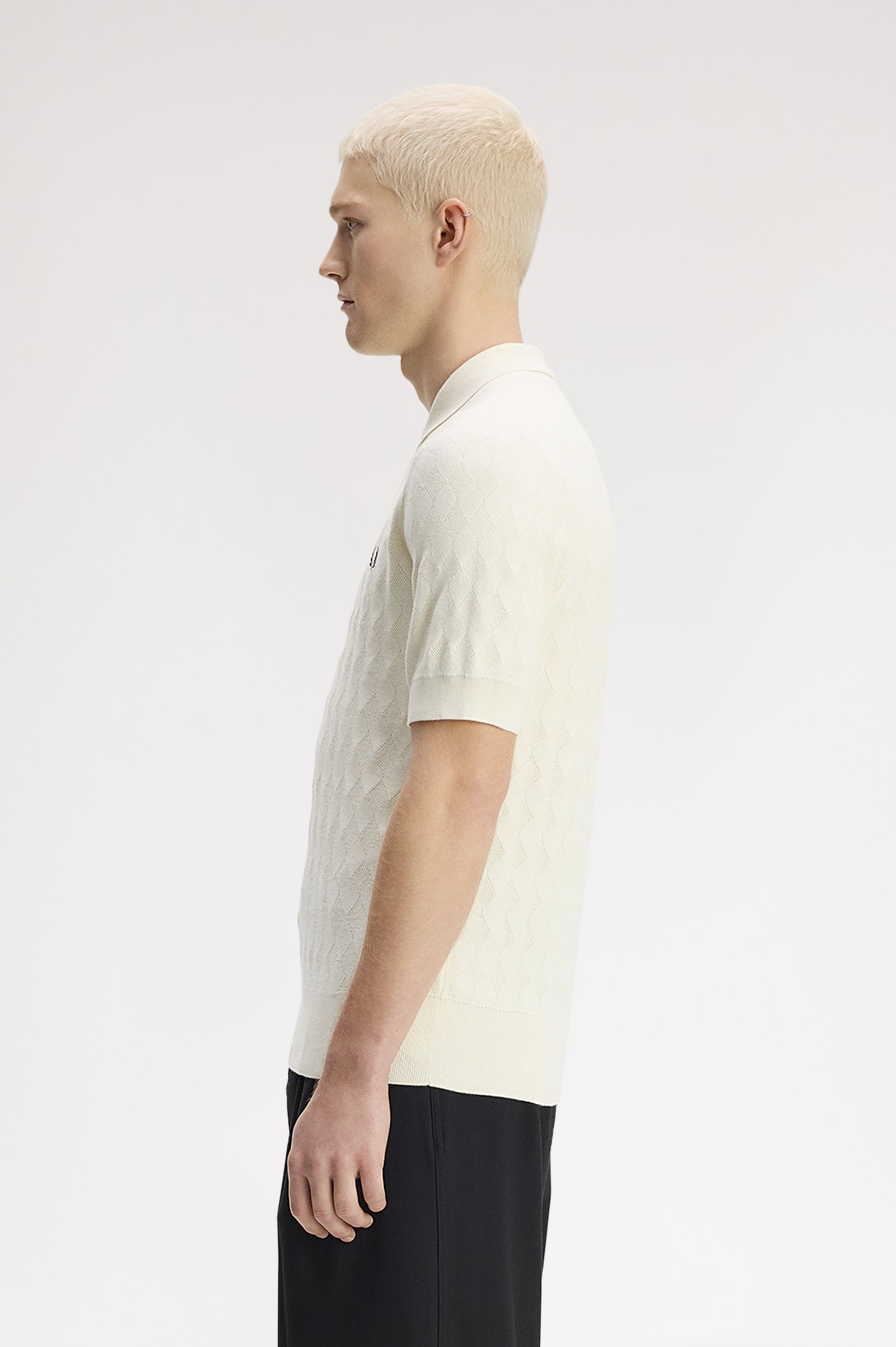 Fred Perry Pointelle Knitted Shirt (Ecru)