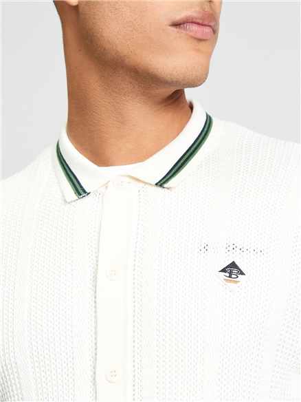 Ben Sherman Open Texture Short Sleeve Button Through Shirt (Ivory)