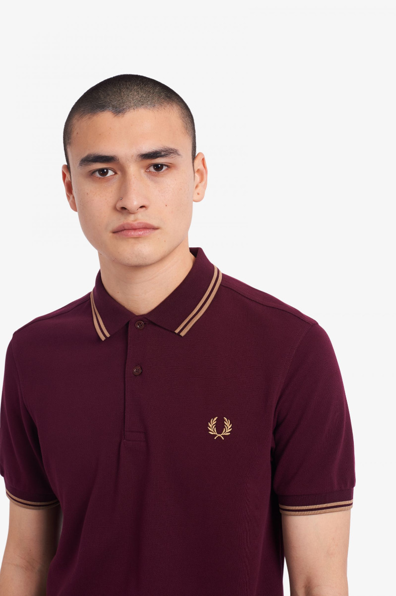 Fred Perry Twin Tipped Poloshirt M3600 Mahogany/Warm Grey