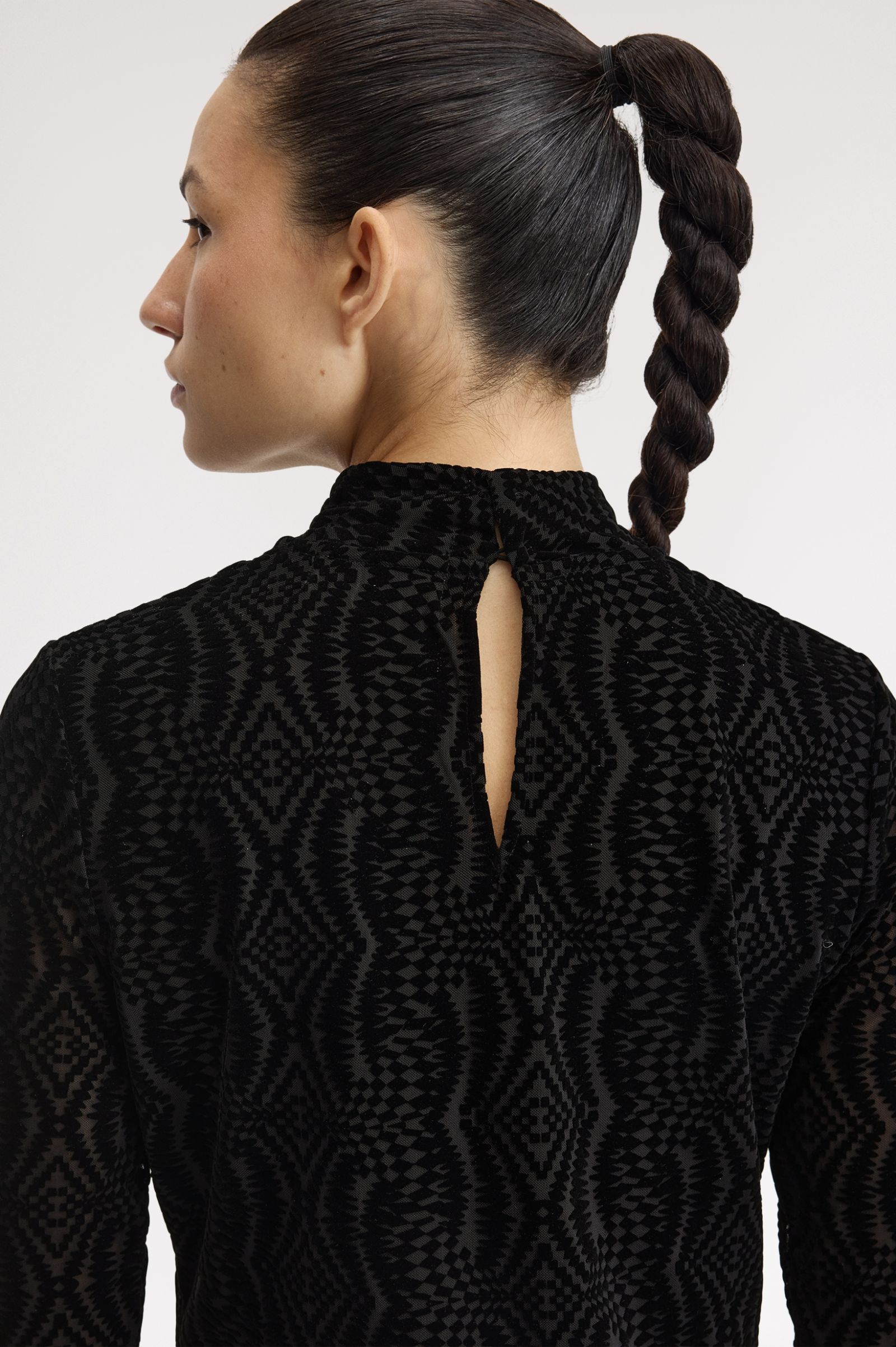 Fred Perry Flock Print Mesh Dress (Black)