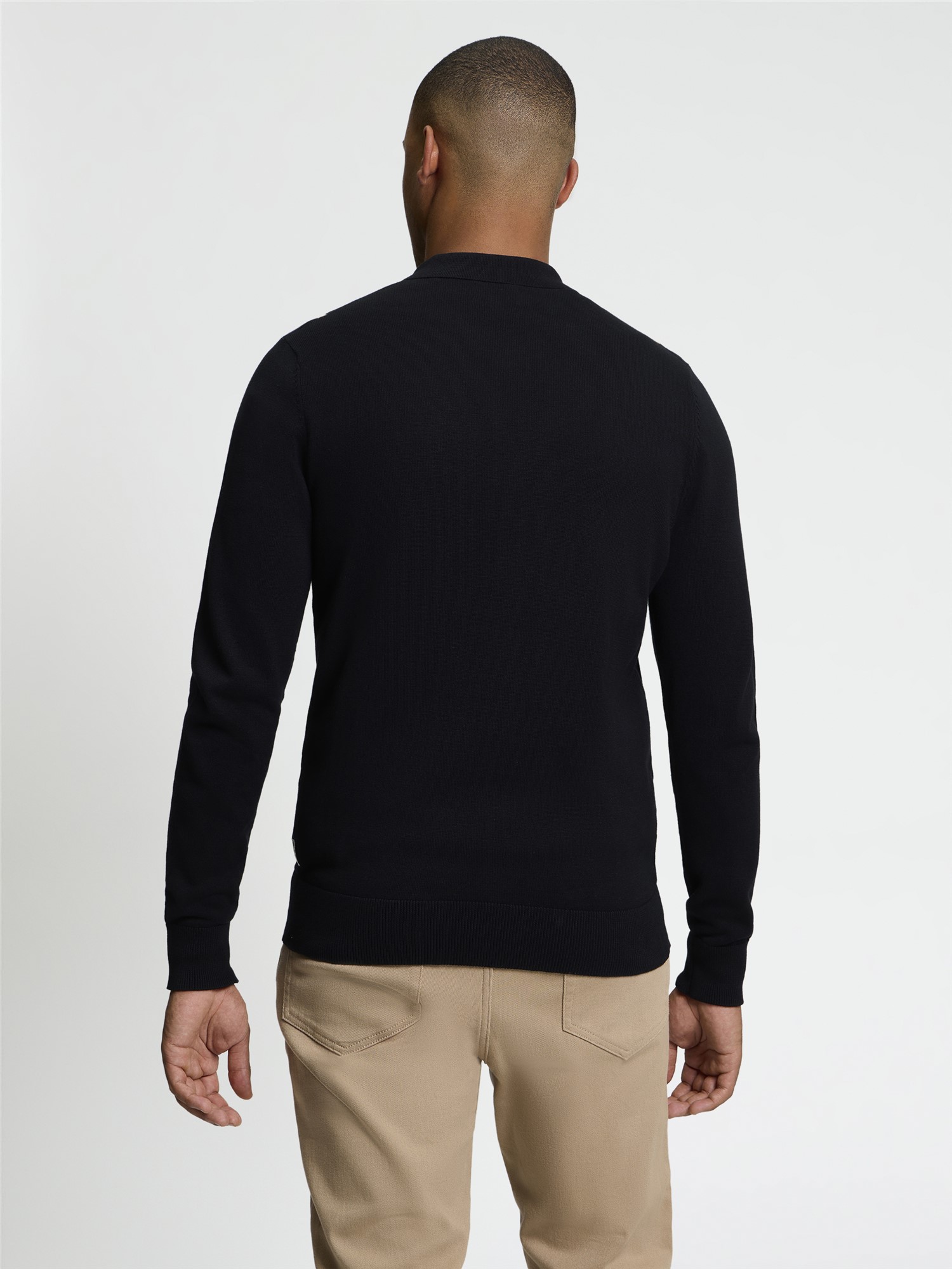 Ben Sherman Long Sleeve Placed Geo Polo (Black) 