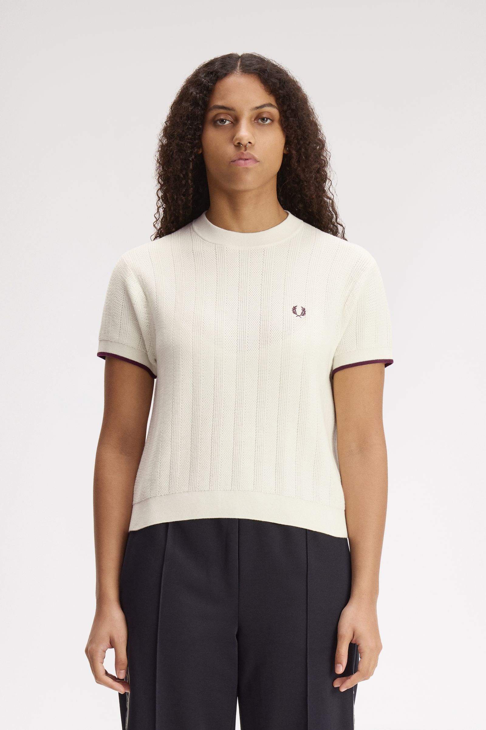 Fred Perry Textured Knitted Shirt (Ecru)