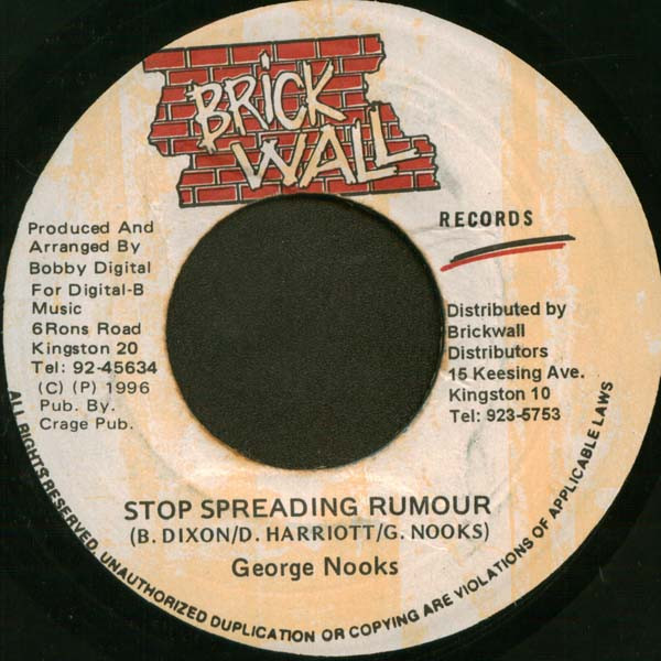 George Nooks – Stop Spreading Rumour / Dubwise (Version) (7")        