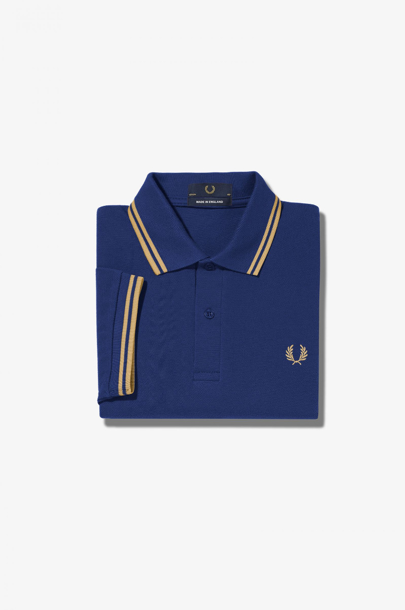 Twin Tipped Fred Perry Shirt M12 Made in England French Navy-40